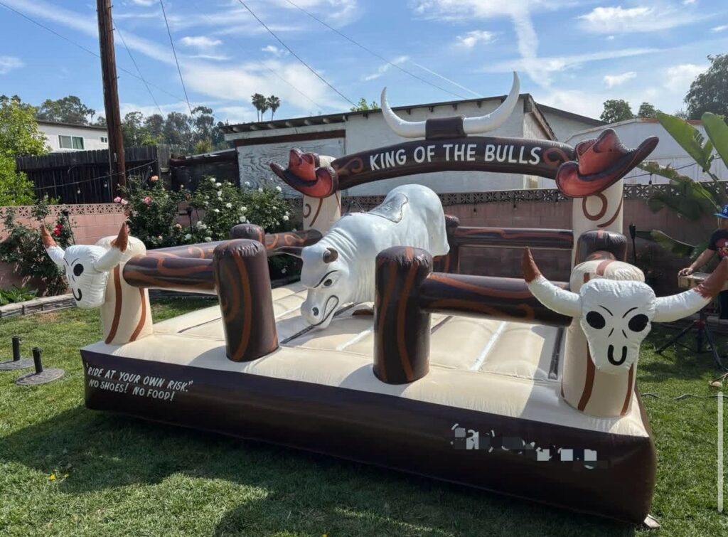 Mechanical bull rental setup for parties and events